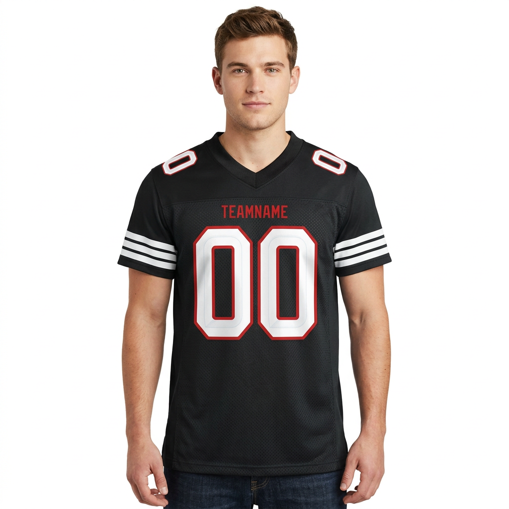 Custom Black & White/Red Football Jersey
