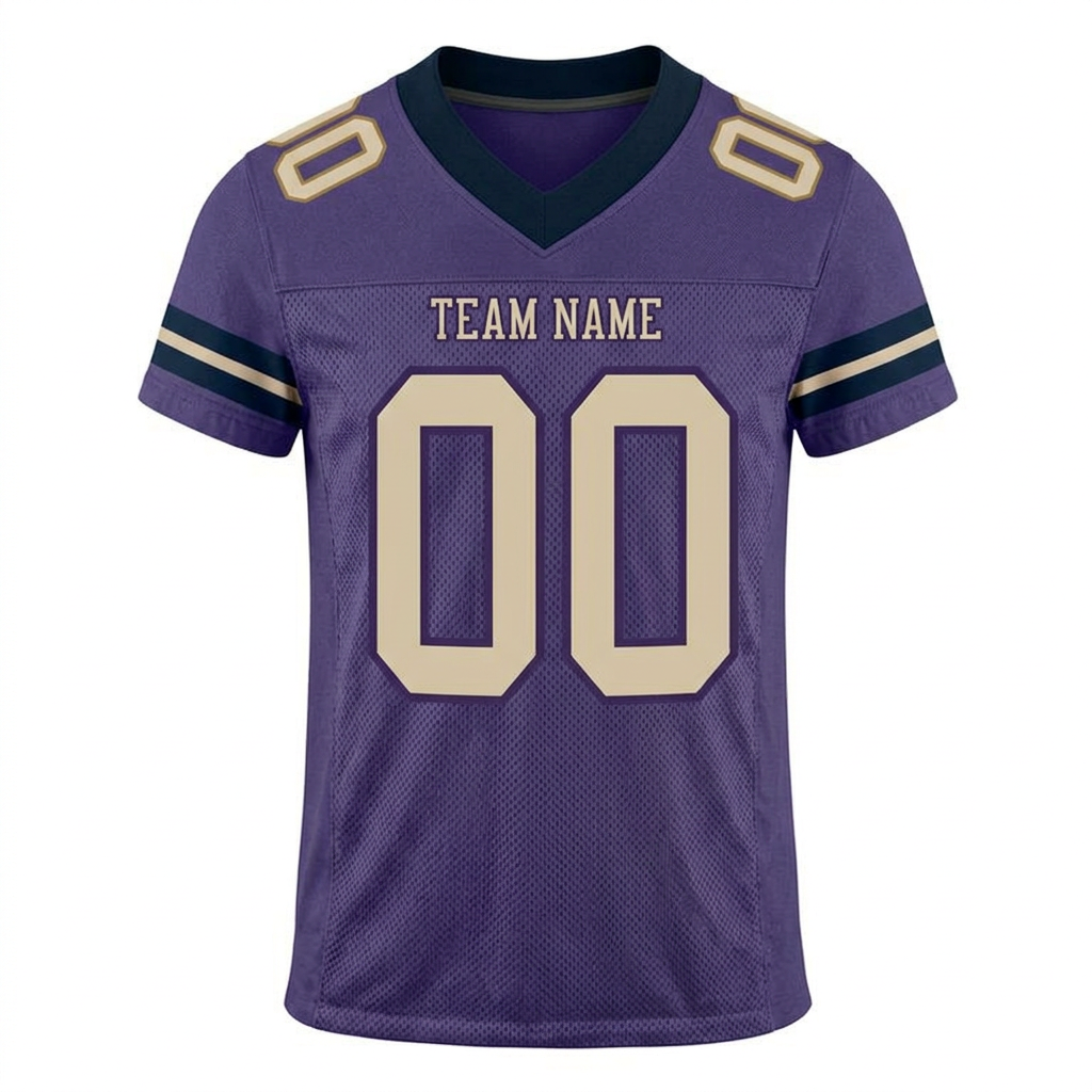 Custom Purple & Cream/Black Football Jersey