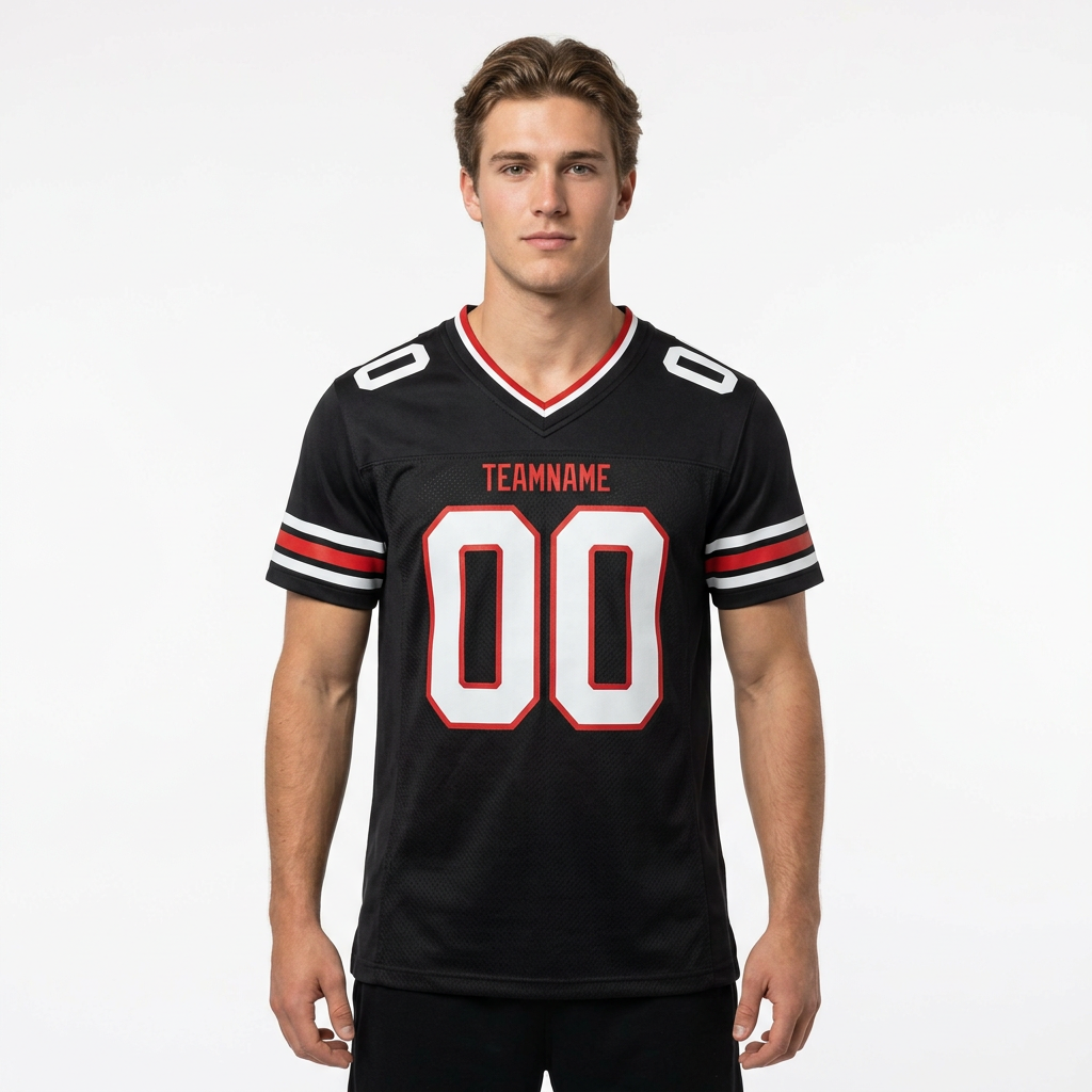 Custom Black & White/Red Football Jersey