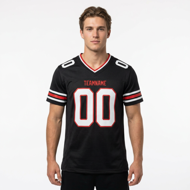 Custom Black & White/Red Football Jersey