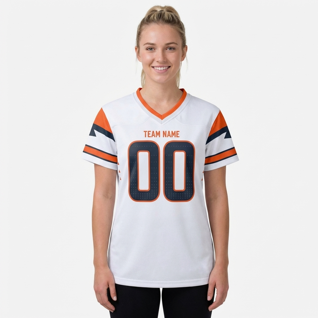 Custom White & Black/Orange Football Jersey