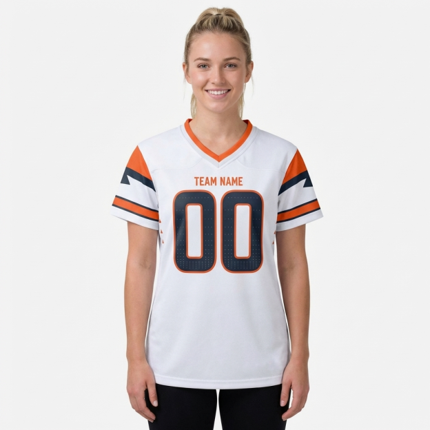 Custom White & Black/Orange Football Jersey