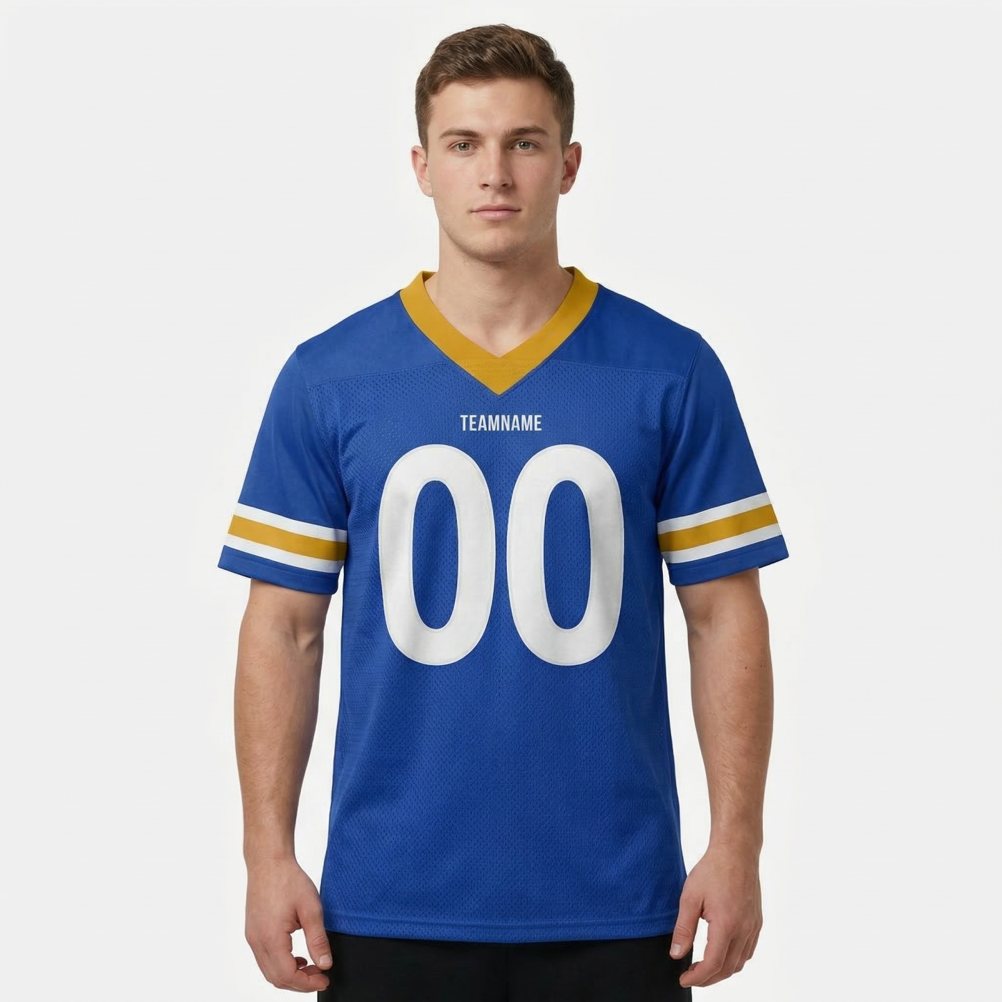 Custom Royal & White/Gold Football Jersey