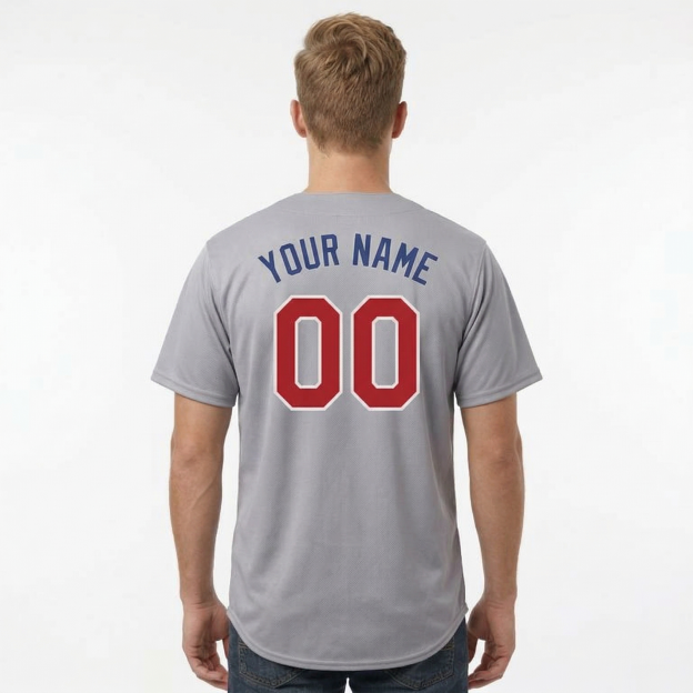 Custom Grey & Royal/Red Classic Fashion Baseball Jersey