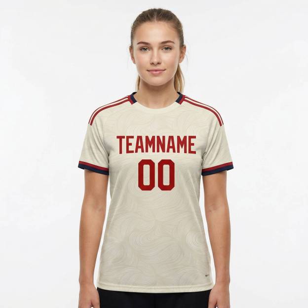 Custom White & Red/Navy Custom Soccer Jersey