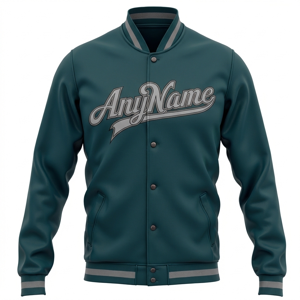 Custom Midnight Green & Gray/Black Full-Snap Fleece Jacket