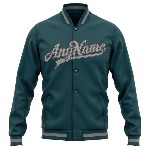 Custom Midnight Green & Gray/Black Full-Snap Fleece Jacket