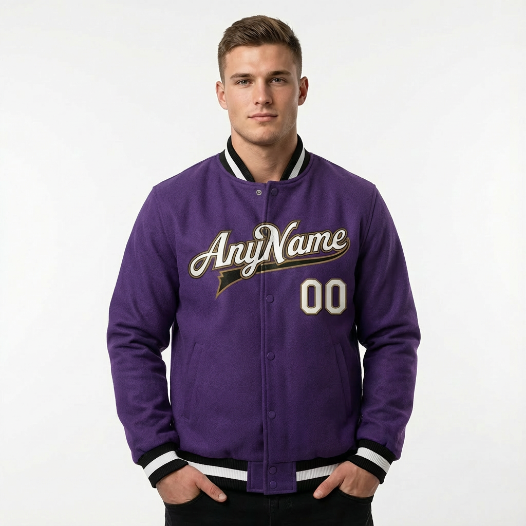 Custom Purple & White/Black Full-Snap Fleece Jacket