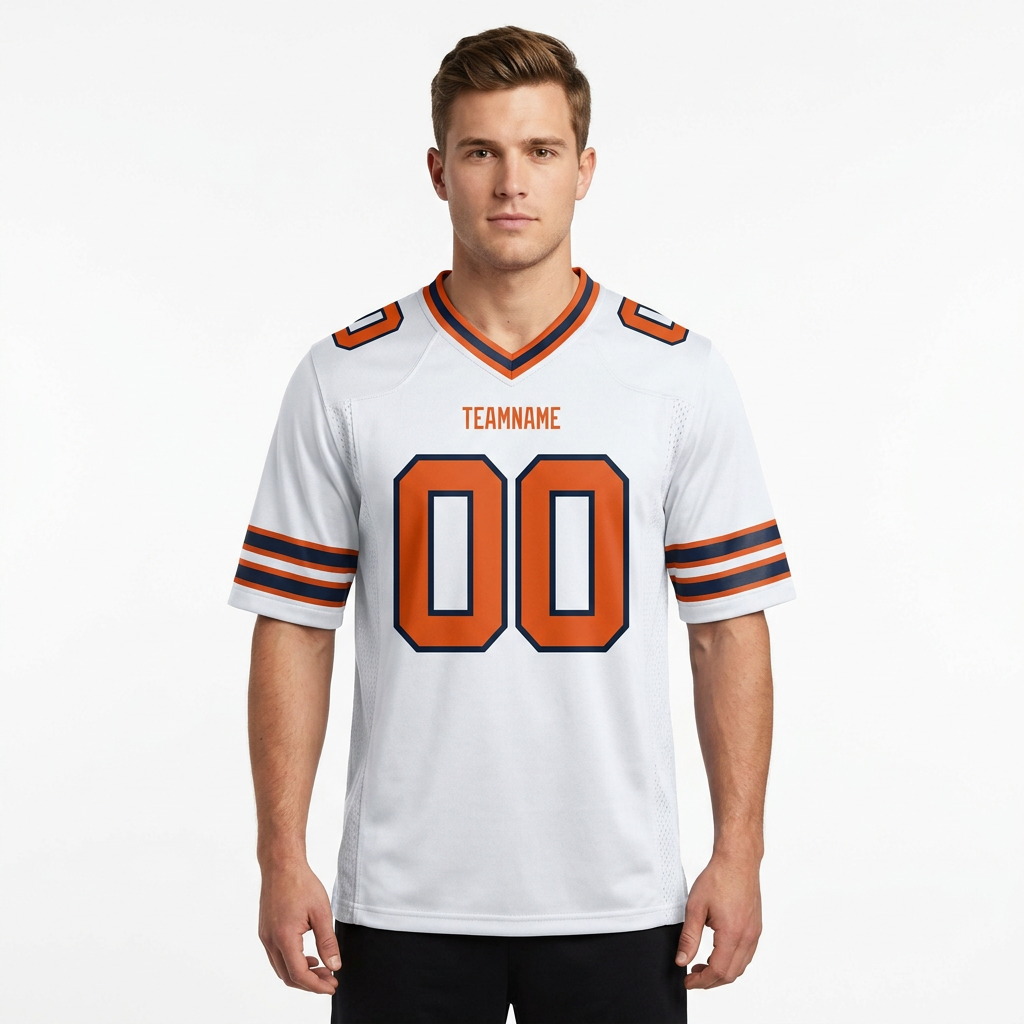 Custom White & Orange/Royal Football Jersey