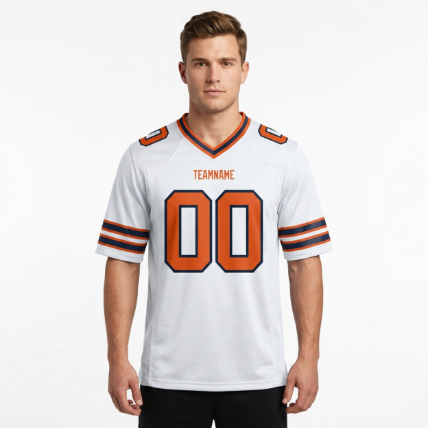 Custom White & Orange/Royal Football Jersey