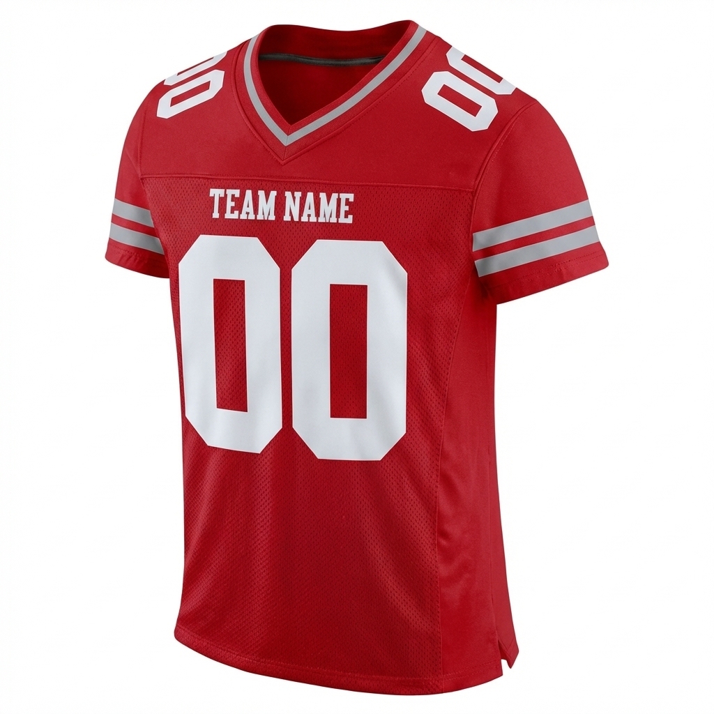 Custom Red & White/Grey Football Jersey