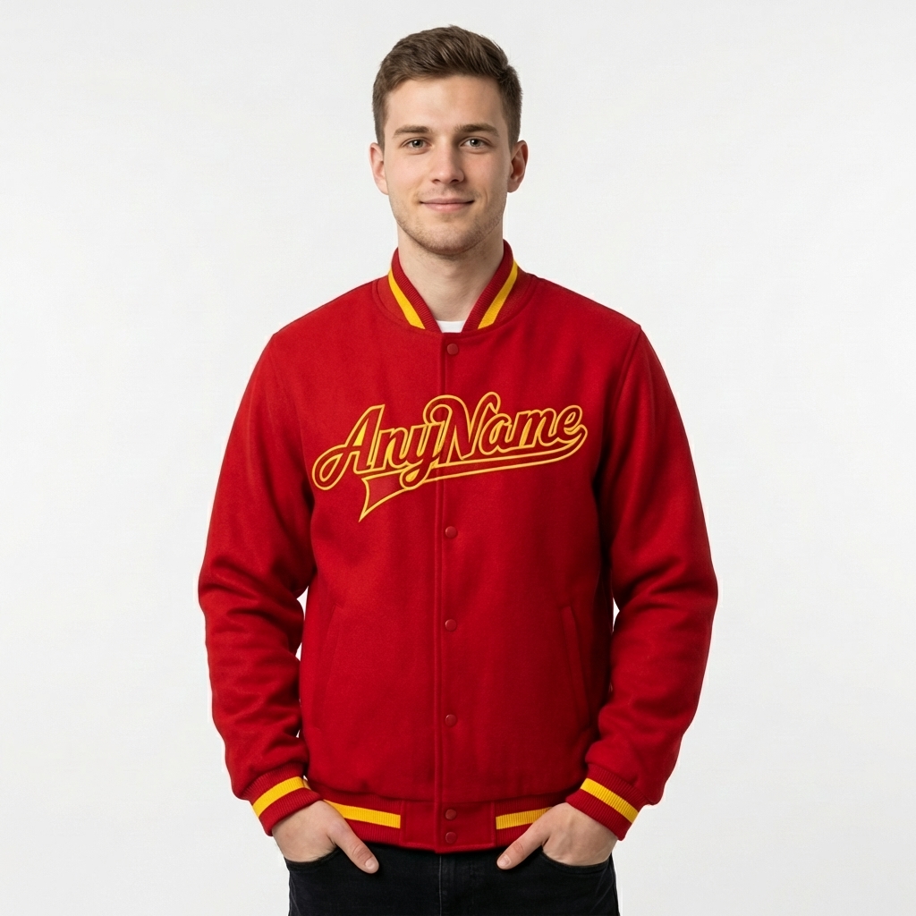 Custom Red & Yellow Full-Snap Fleece Jacket