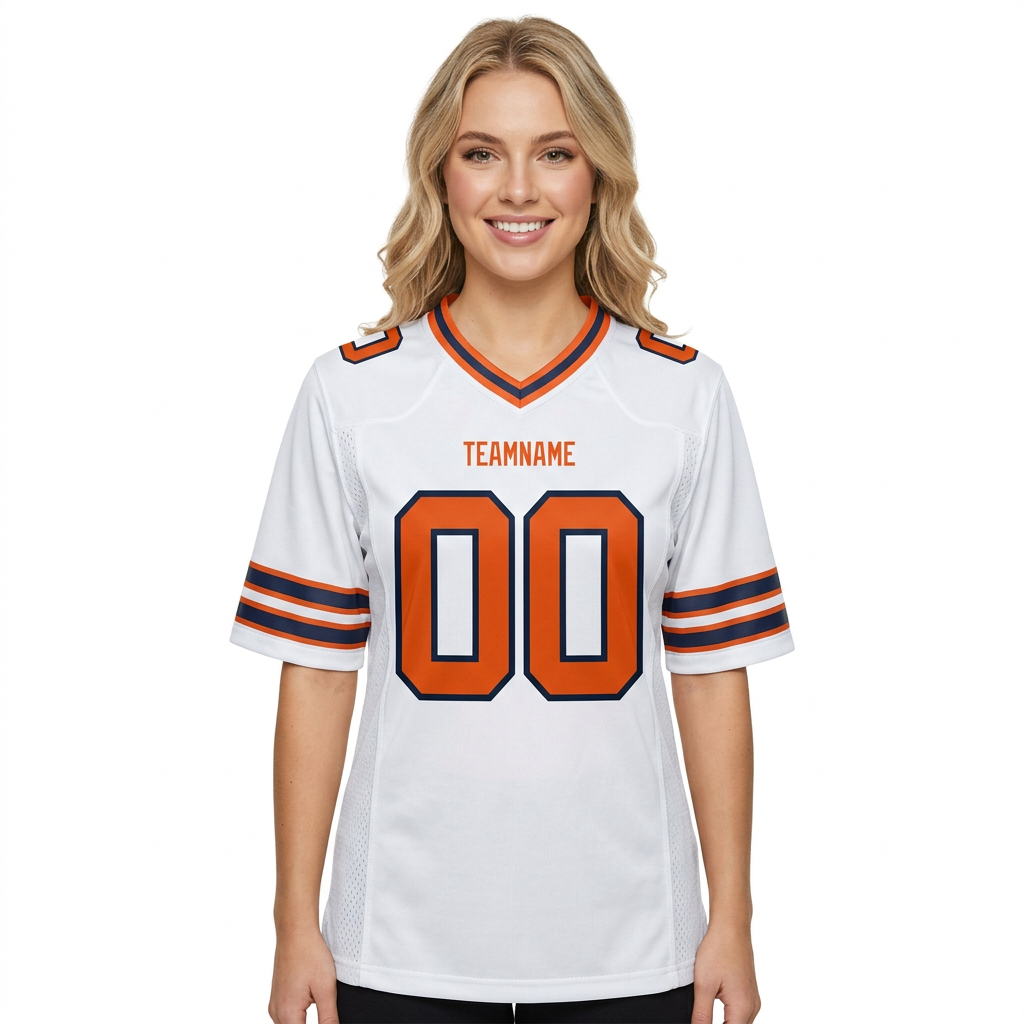 Custom White & Orange/Royal Football Jersey