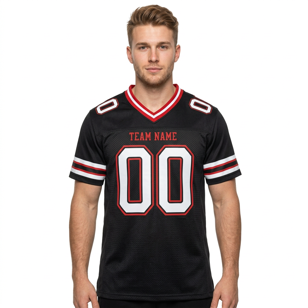 Custom Black & White/Red Football Jersey