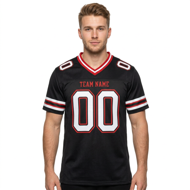 Custom Black & White/Red Football Jersey
