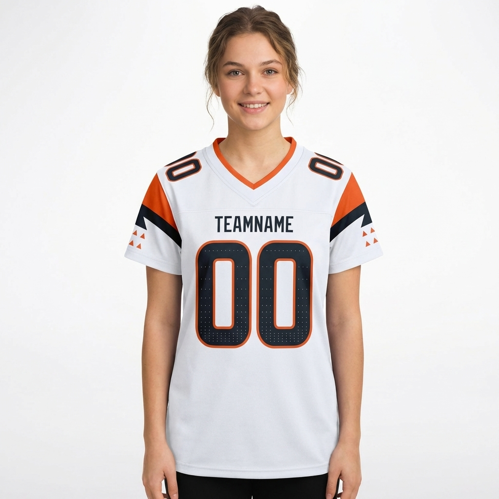 Custom White & Black/Orange Football Jersey
