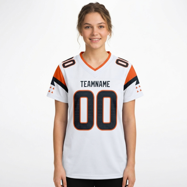 Custom White & Black/Orange Football Jersey