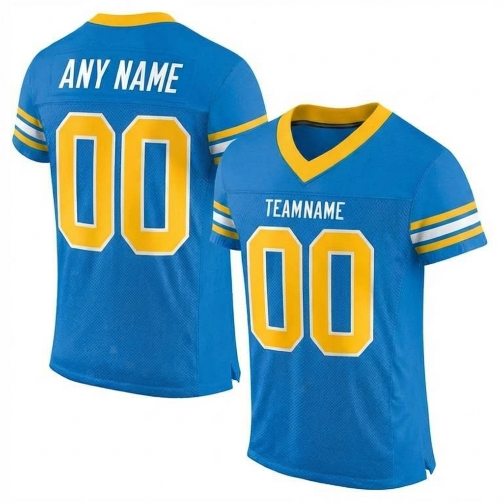 Custom Powder Blue & Gold/White Football Jersey