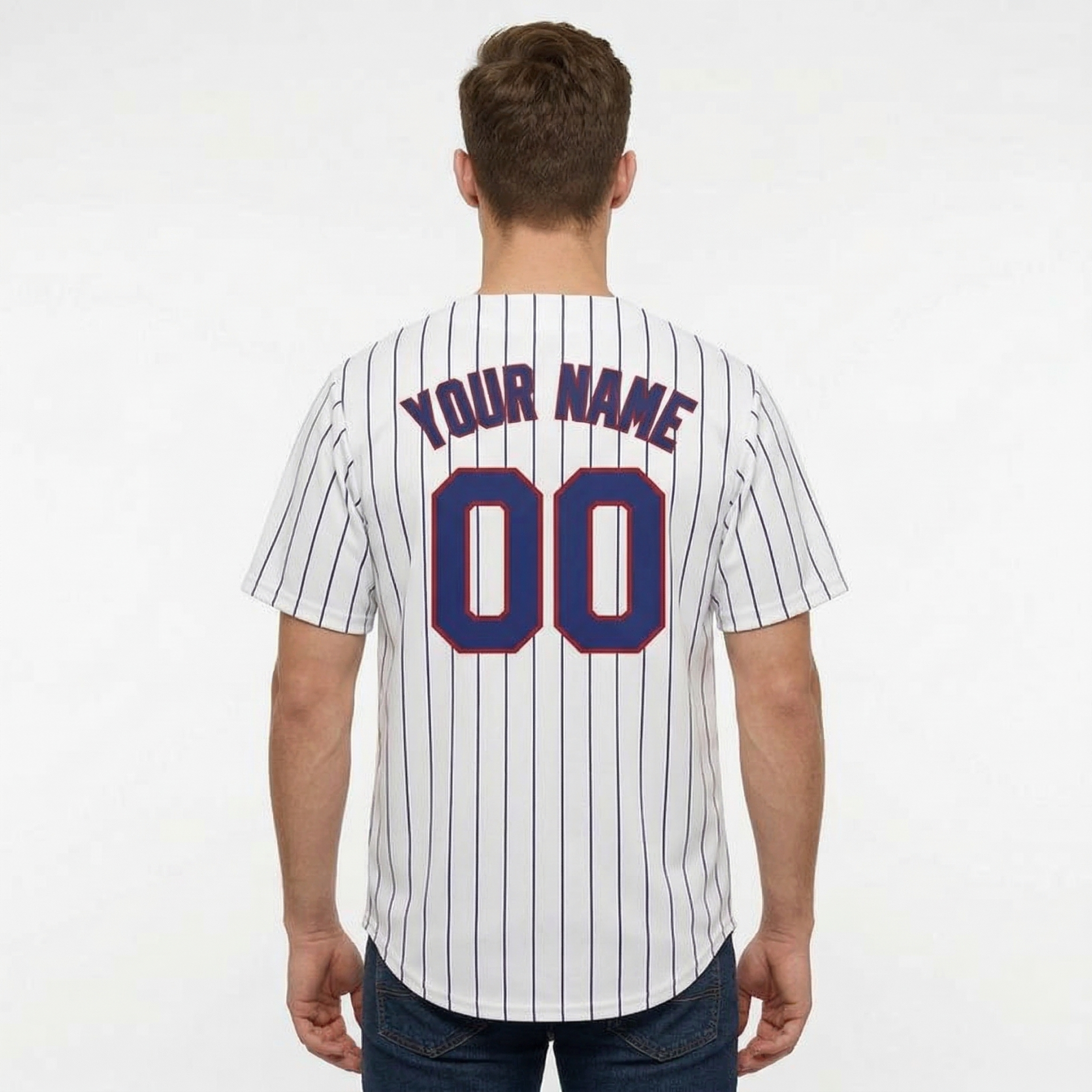 Custom White & Royal Pinstripes Classic Fashion Baseball Jersey