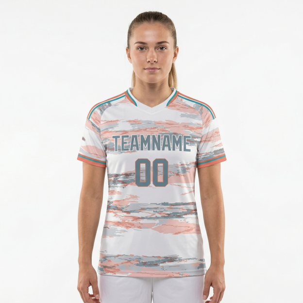 Custom Pink & White/Grey Custom Soccer Jersey