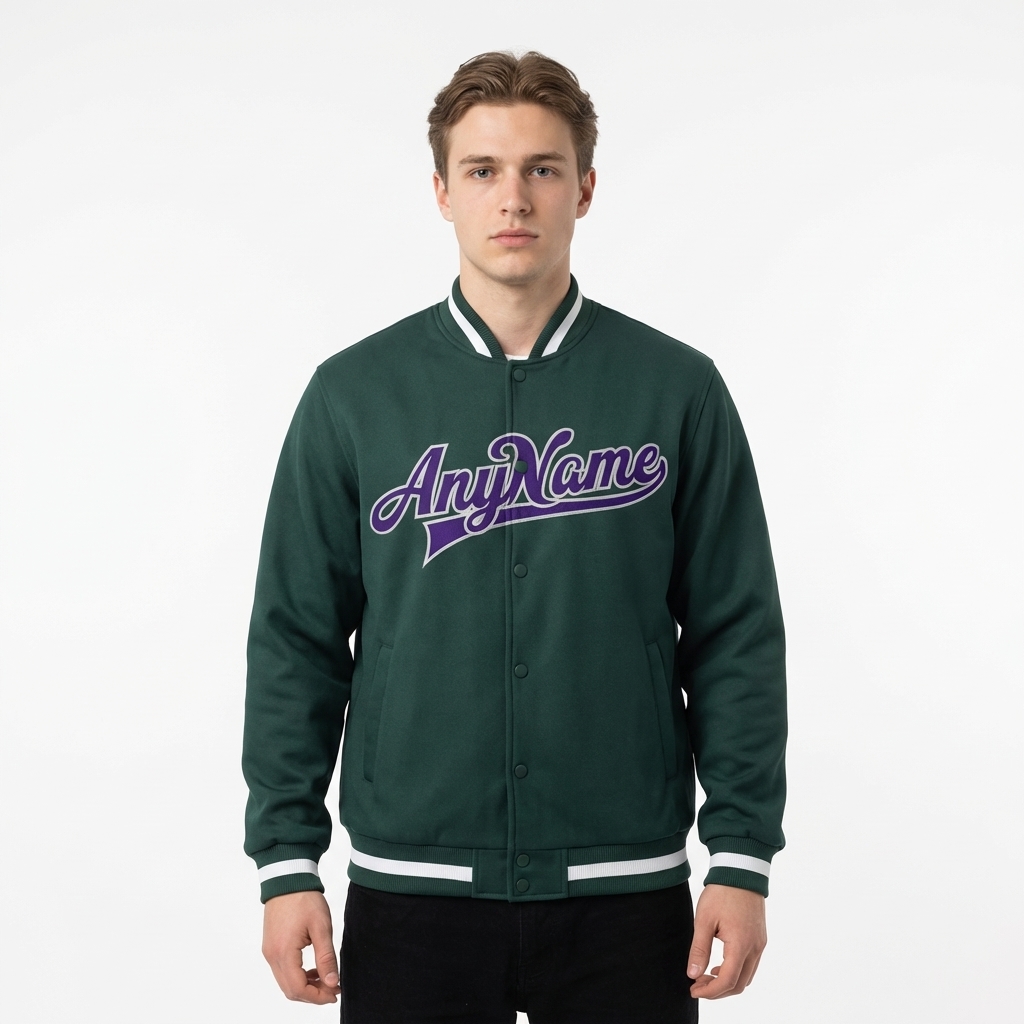 Custom Midnight Green & Royal/Gray Full-Snap Fleece Jacket