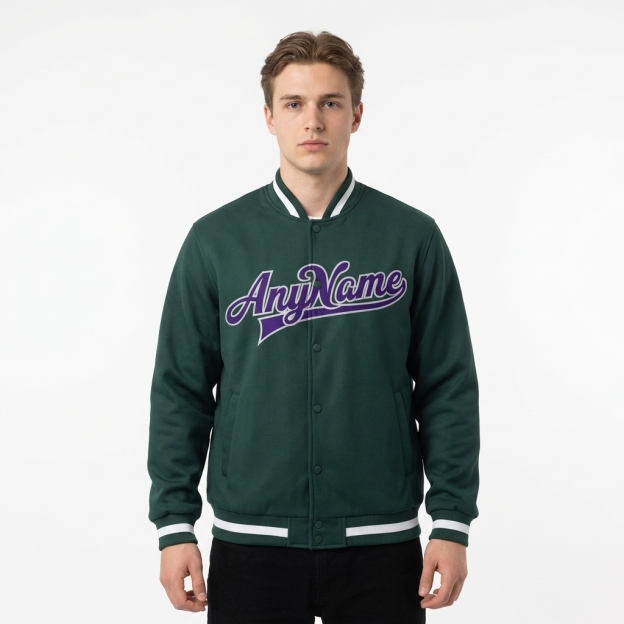 Custom Midnight Green & Royal/Gray Full-Snap Fleece Jacket