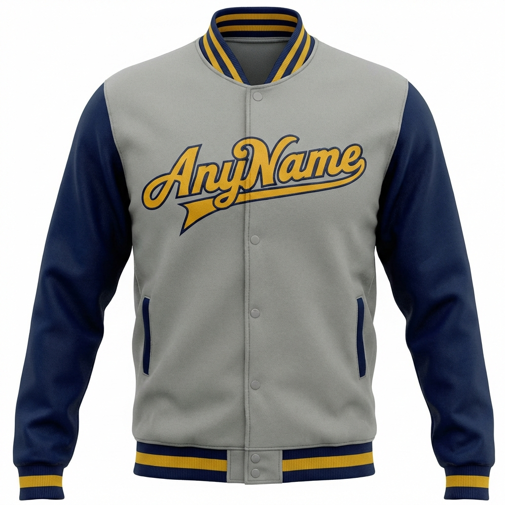 Custom Grey & Yellow/Royal Raglan Sleeves Full-Snap Fleece Jacket