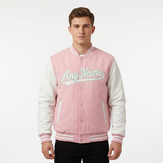 Custom Pink & Mint/White Raglan Sleeves Full-Snap Fleece Jacket