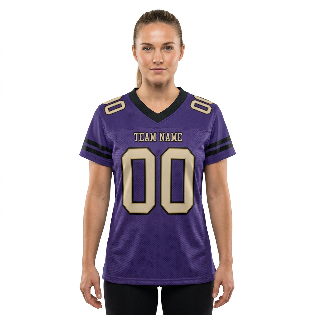 Custom Purple & Cream/Black Football Jersey