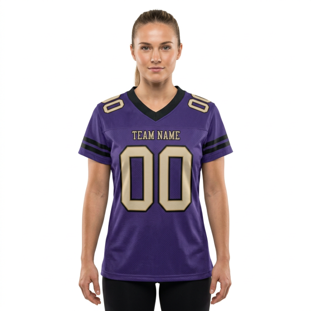 Custom Purple & Cream/Black Football Jersey