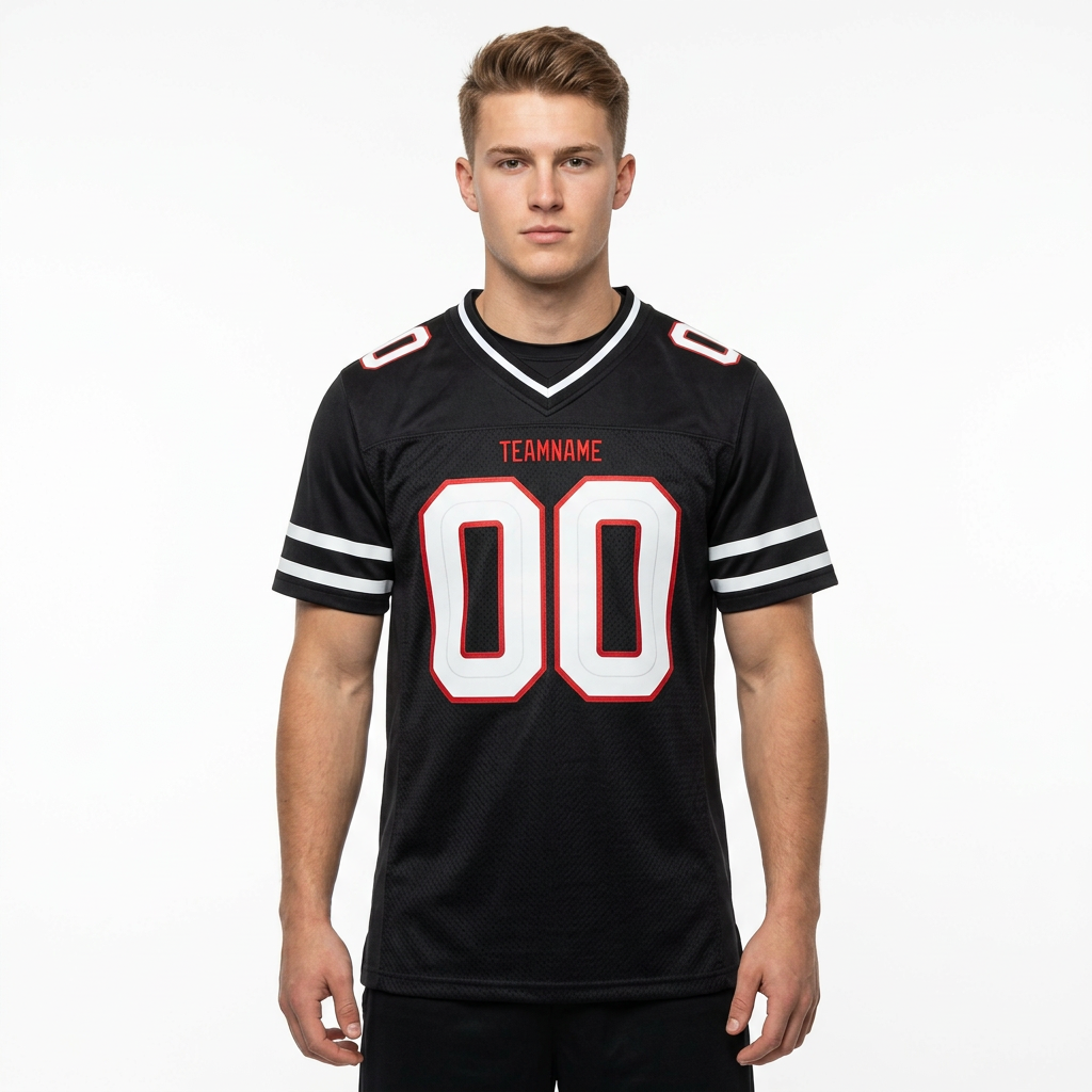 Custom Black & White/Red Football Jersey