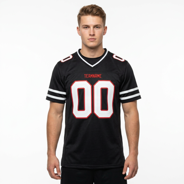Custom Black & White/Red Football Jersey