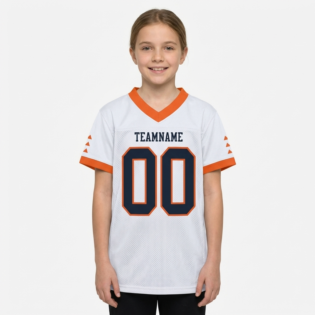 Custom White & Black/Orange Football Jersey