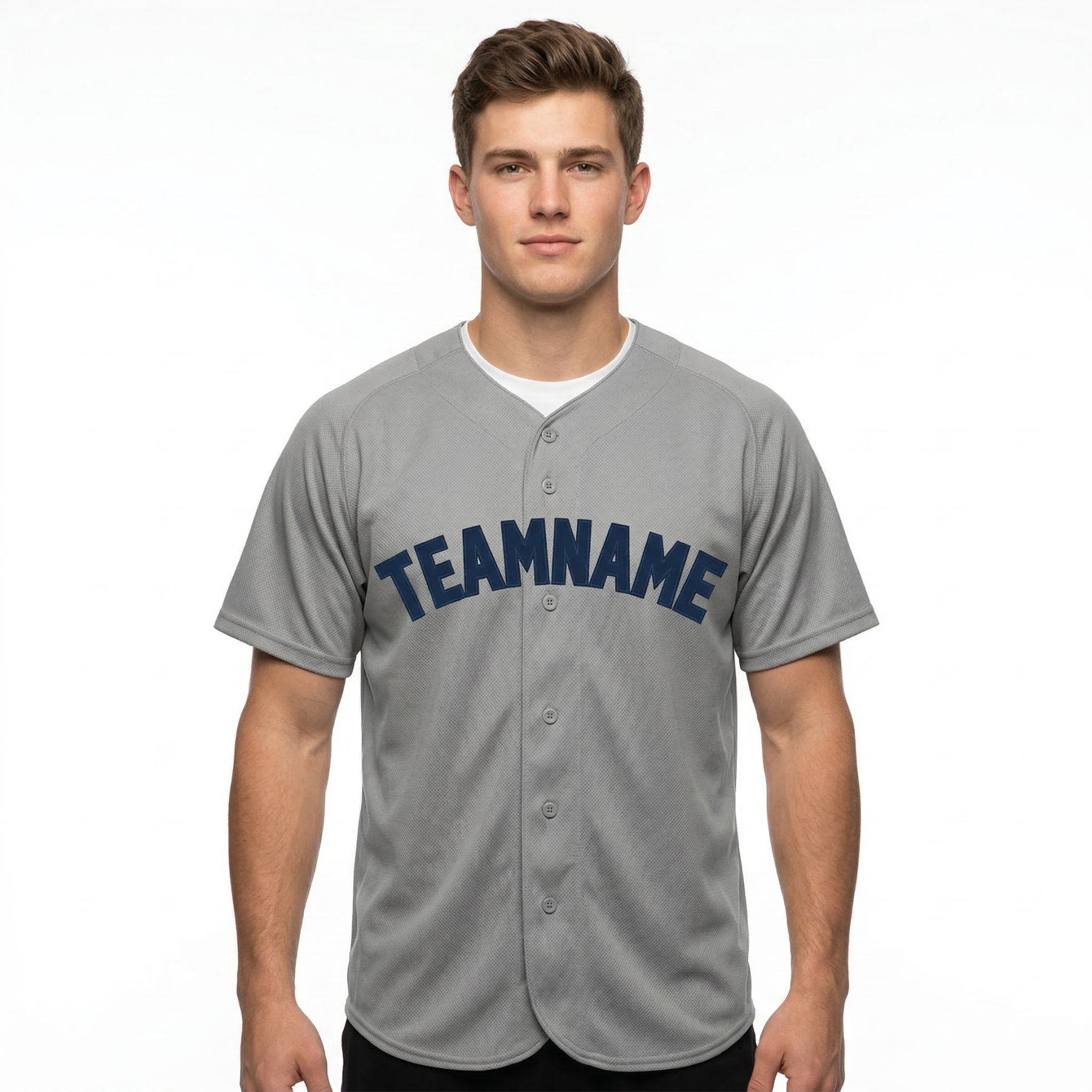 Custom Grey & Royal Blue Classic Fashion Baseball Jersey