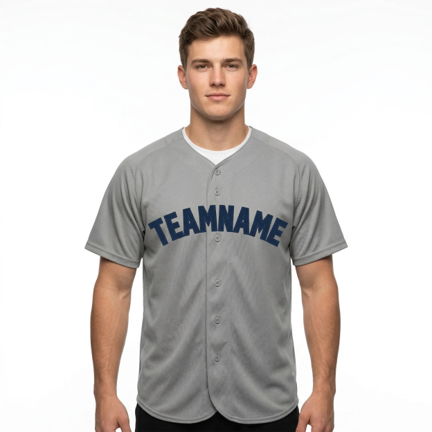 Custom Grey & Royal Blue Classic Fashion Baseball Jersey