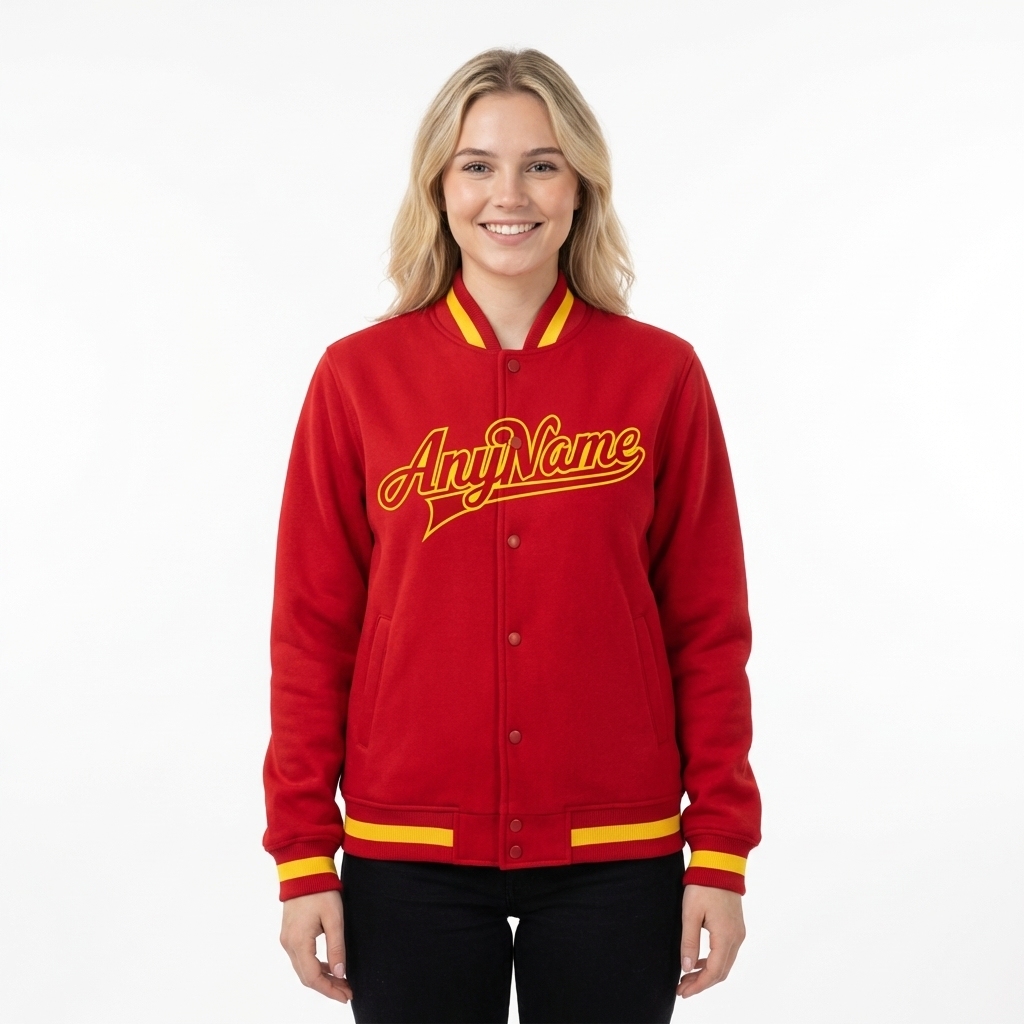 Custom Red & Yellow Full-Snap Fleece Jacket