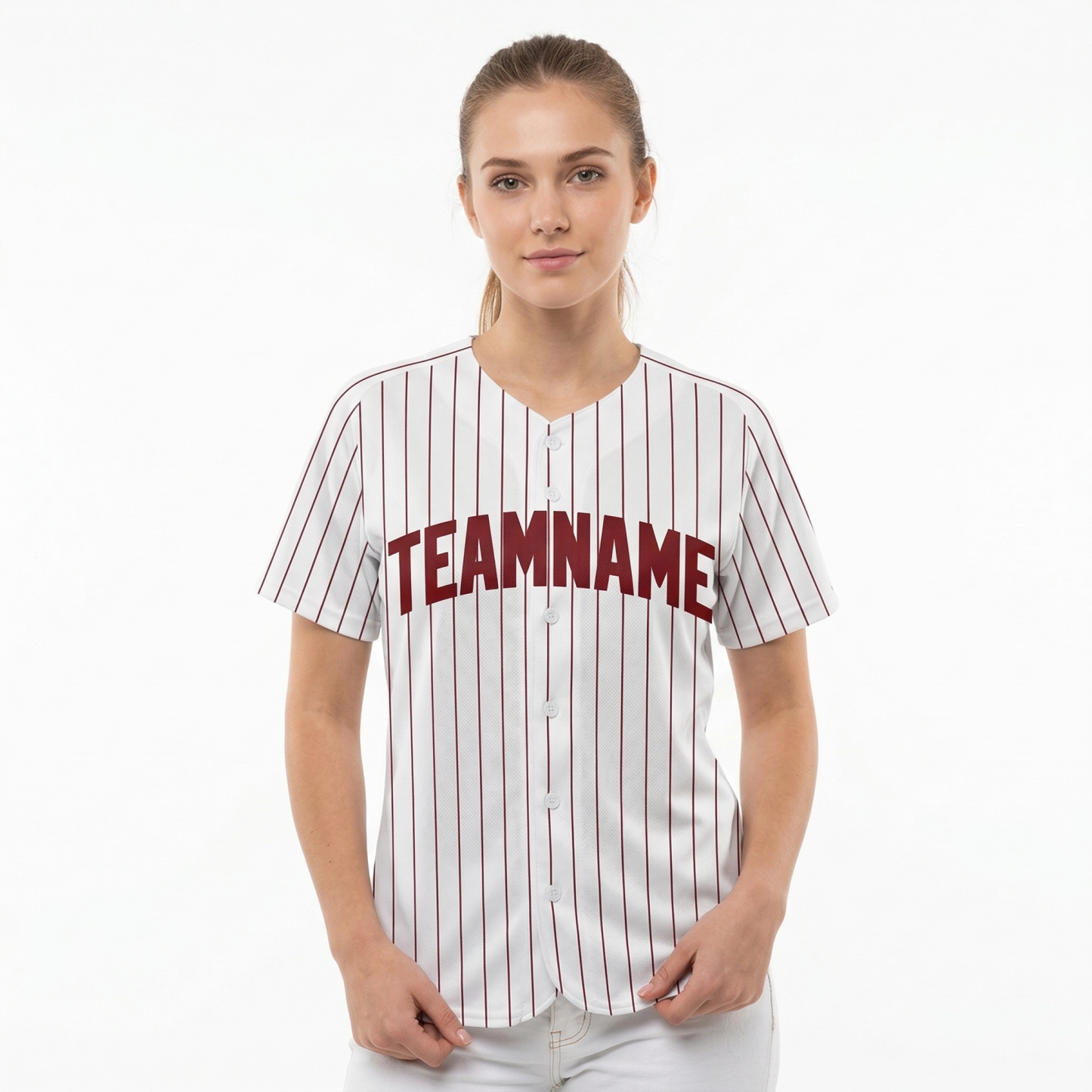 Custom White & Red Pinstripes Classic Fashion Baseball Jersey