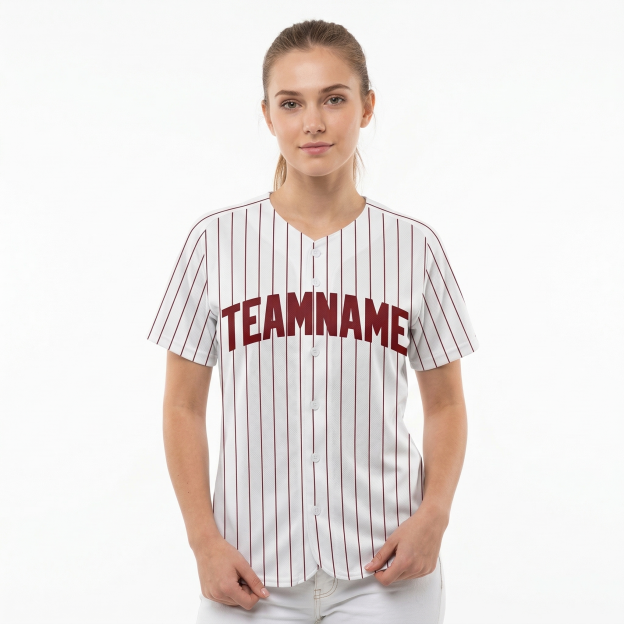 Custom White & Red Pinstripes Classic Fashion Baseball Jersey