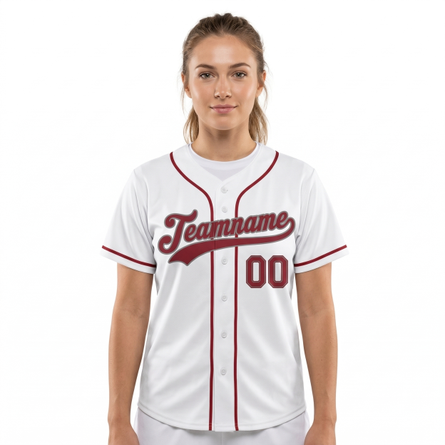 Custom White & Red/Black Classic Fashion Baseball Jersey