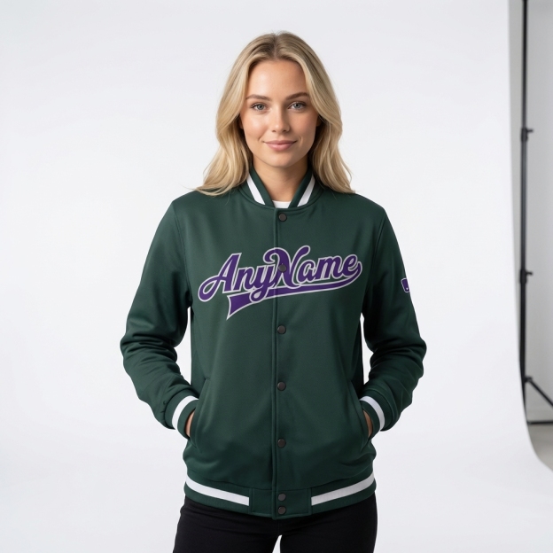 Custom Midnight Green & Royal/Gray Full-Snap Fleece Jacket