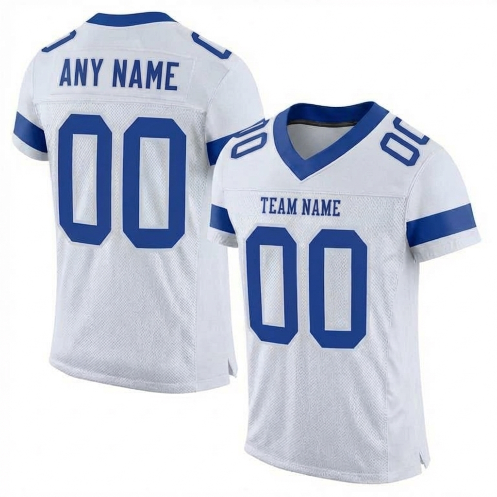 Custom White & Blue Football Jersey