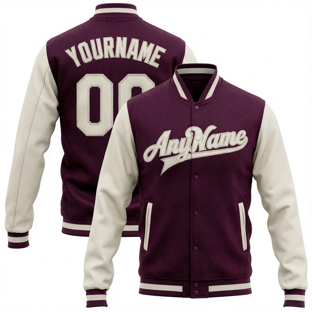 Custom Purple & White Full-Snap Raglan Sleeve Fleece Jacket