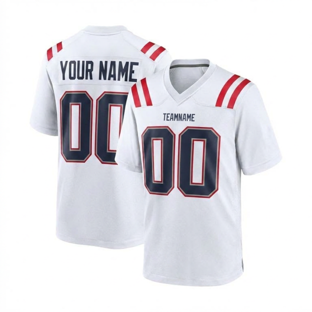 Custom White & Navy/Grey-Red Football Jersey
