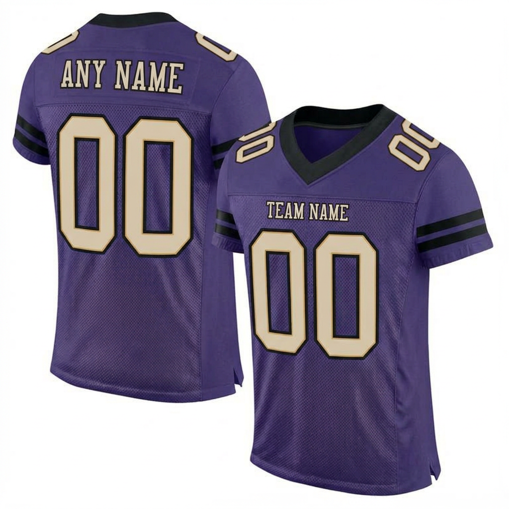 Custom Purple & Cream/Black Football Jersey