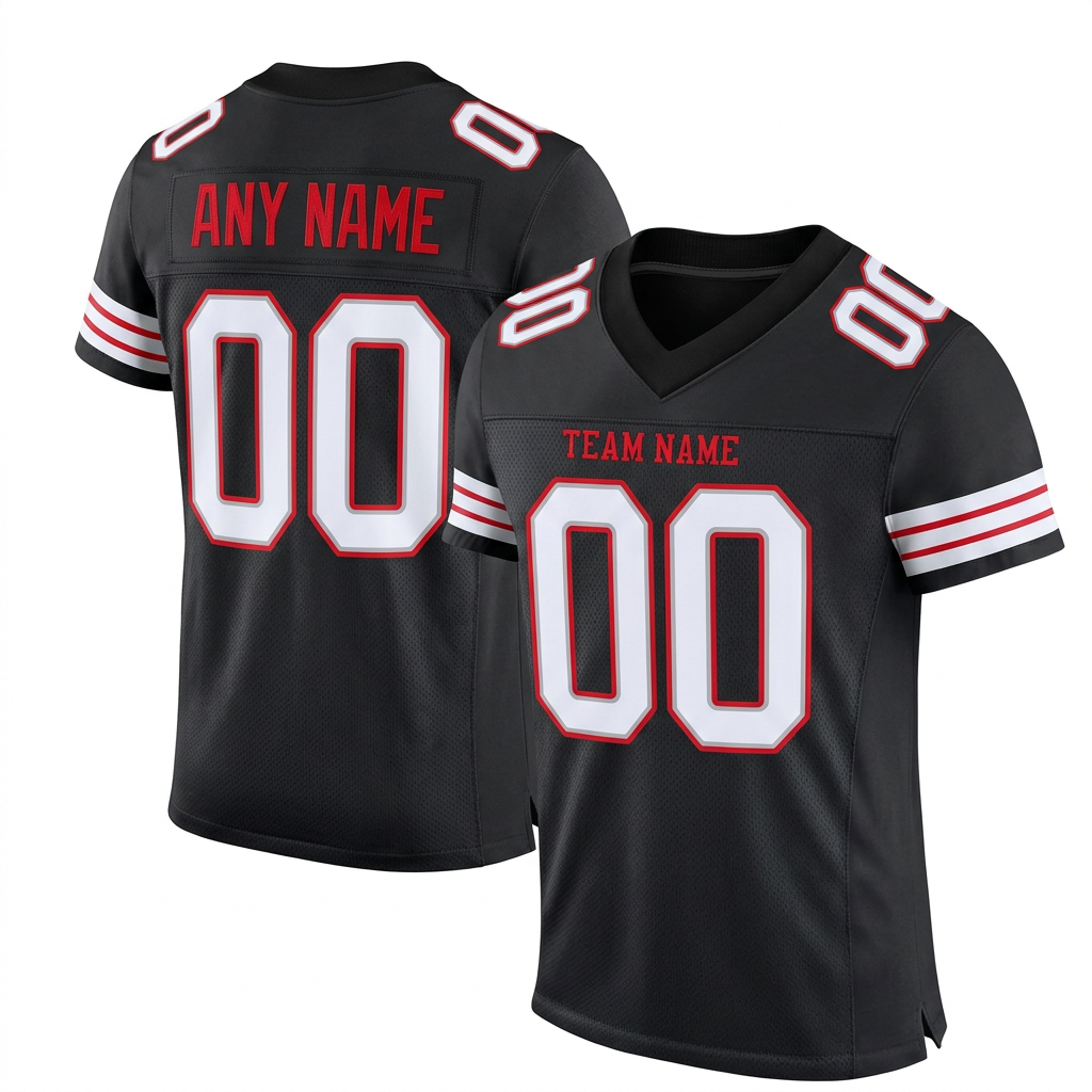 Custom Black & White/Red Football Jersey
