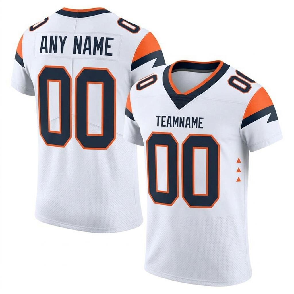 Custom White & Black/Orange Football Jersey