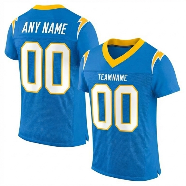 Custom Powder Blue & White/Gold Football Jersey