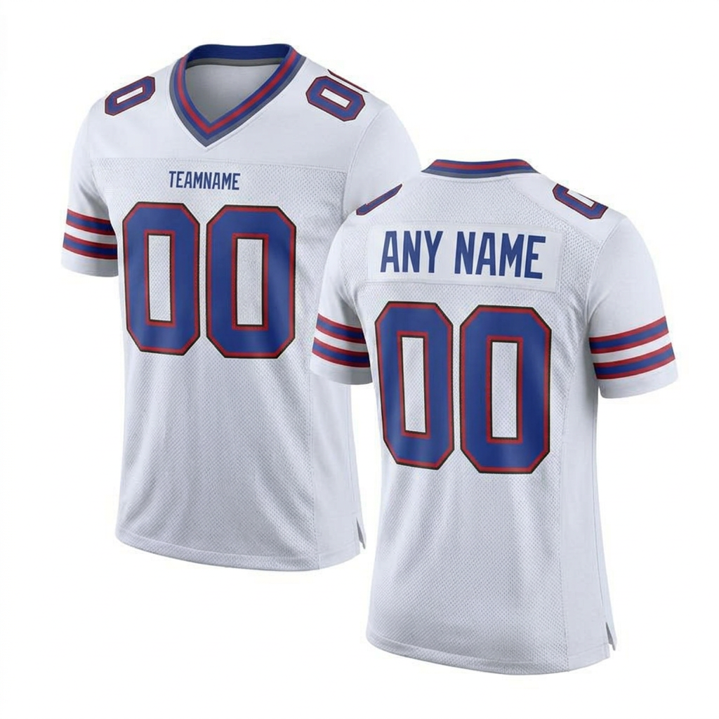 Custom White & Royal Blue/Red Football Jersey