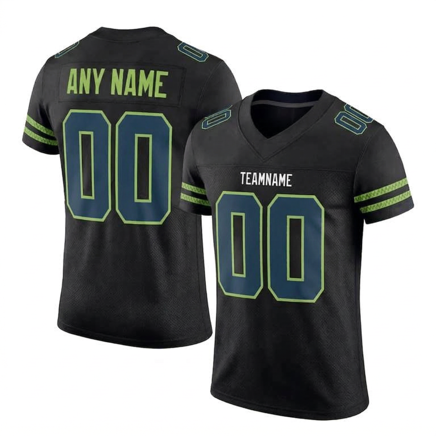 Custom Black & Royal/Green Football Jersey