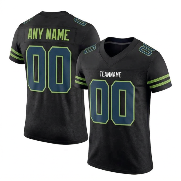 Custom Black & Royal/Green Football Jersey